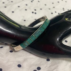 Sterling Silver Bracelet With Green Stone Hand Made In Mexico ~ 925 Purity